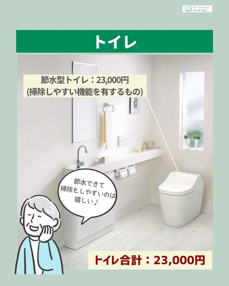節水型で掃除しやすいトイレの導入で最大23,000円の補助が受けられる