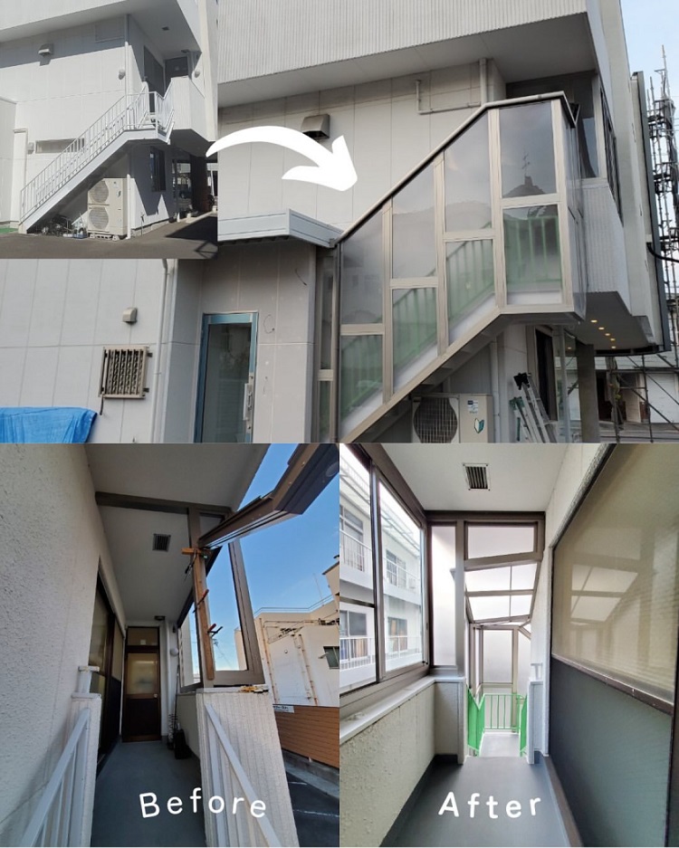 静岡市の鉄骨造住宅で外階段を囲ってインナーテラスにした施工事例