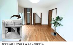 和室と広縁をつなげた広々寝室。電動スリットシャッター付きで安心。静岡市木造住宅のリノベーション。