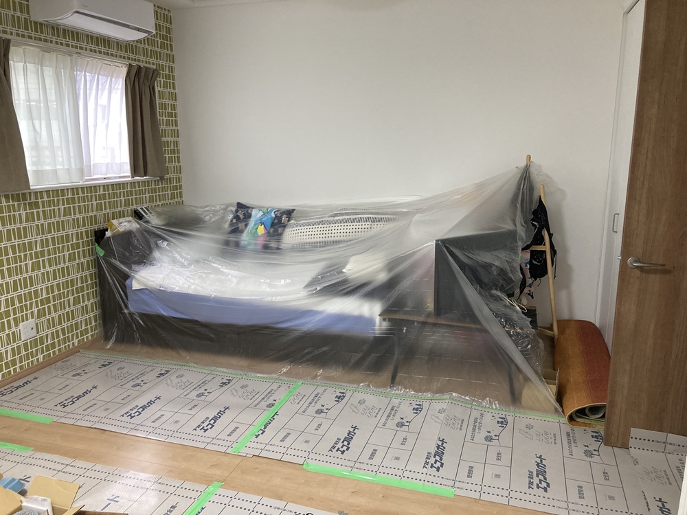 富士市K様邸 間仕切りリフォーム前の養生作業