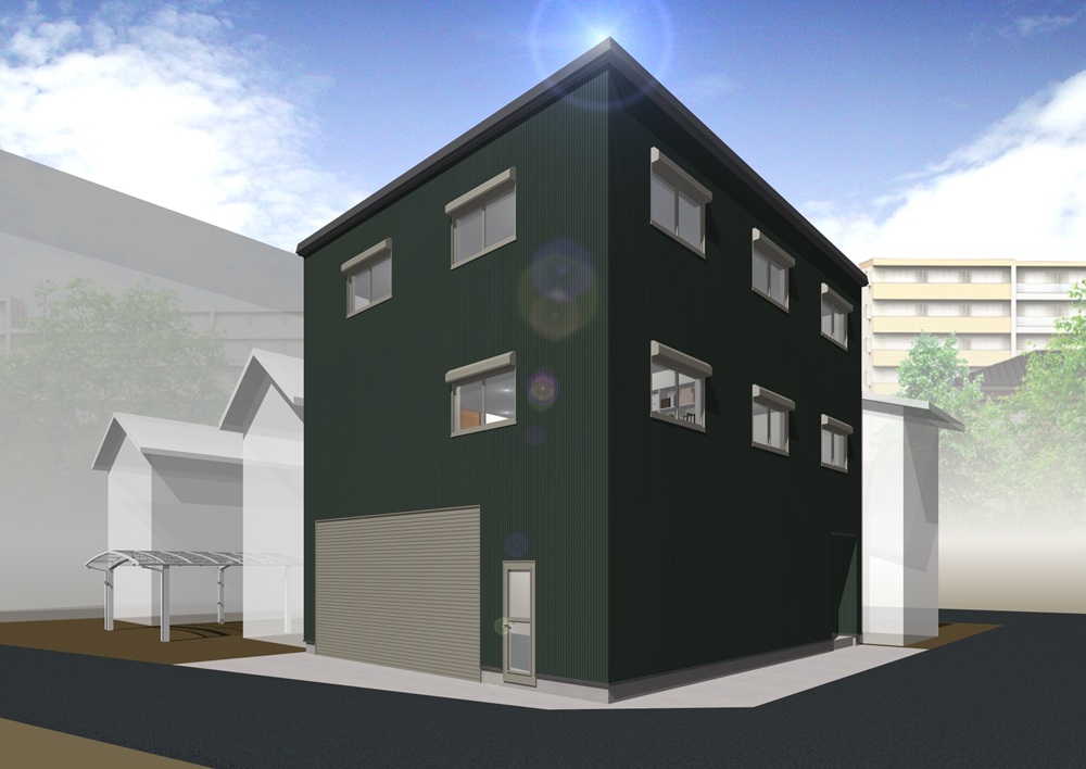 鉄骨造リノベーション後の建物完成イメージパース